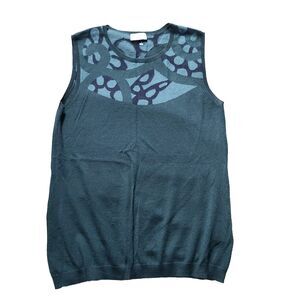 TSE Womens Sleeveless Tank Sweater Cashmere Scoop Neck Blue Deep Green  Sz M